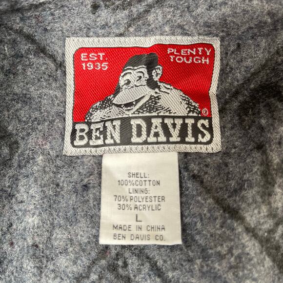 Vintage Ben Davis Mens Black Cotton Denim Warm Lined Work Chore Jacket Size L - Picture 9 of 16